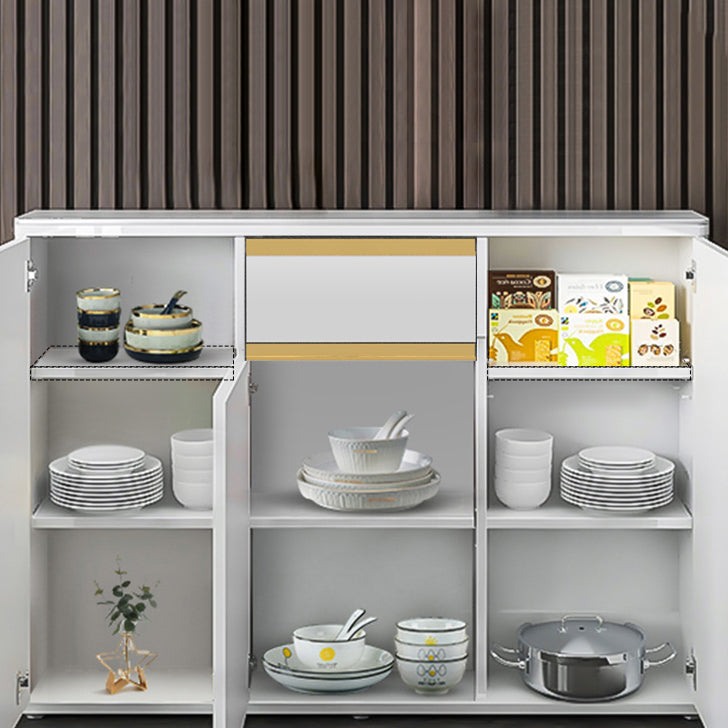 White Modern Server Engineered Wood and Rubber Wood Cabinets with Drawer Clearhalo 'buffet_sideboard' 'Buffets & Sideboards' 'furn' 'furn_buffet_sideboard' 'Furniture' 'furniture_buffet_sideboard' 'Kitchen & Dining Furniture' 5011921