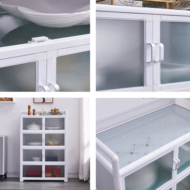 Contemporary Metal Dining Server White Kitchen Cabinets with Glass Doors Clearhalo 'buffet_sideboard' 'Buffets & Sideboards' 'furn' 'furn_buffet_sideboard' 'Furniture' 'furniture_buffet_sideboard' 'Kitchen & Dining Furniture' 5011949