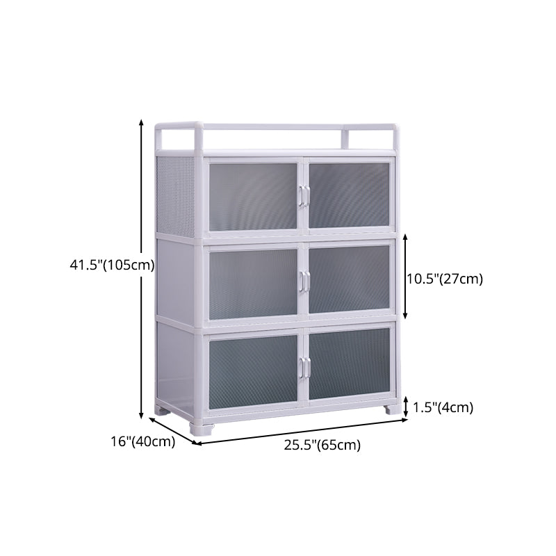 Contemporary Metal Dining Server White Kitchen Cabinets with Glass Doors Clearhalo 'buffet_sideboard' 'Buffets & Sideboards' 'furn' 'furn_buffet_sideboard' 'Furniture' 'furniture_buffet_sideboard' 'Kitchen & Dining Furniture' 5011959