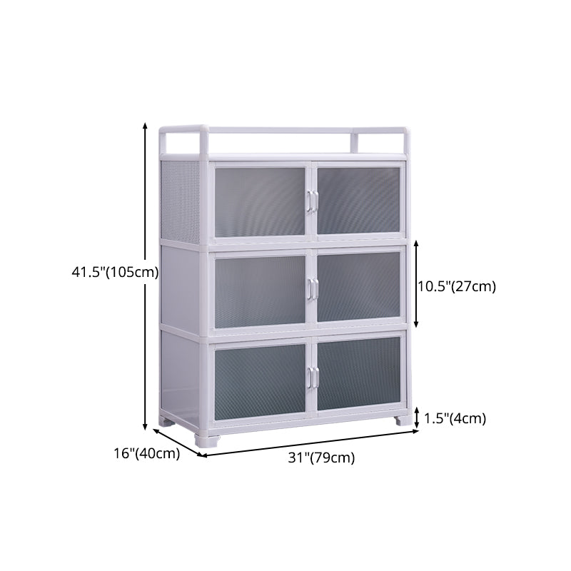 Contemporary Metal Dining Server White Kitchen Cabinets with Glass Doors Clearhalo 'buffet_sideboard' 'Buffets & Sideboards' 'furn' 'furn_buffet_sideboard' 'Furniture' 'furniture_buffet_sideboard' 'Kitchen & Dining Furniture' 5011961