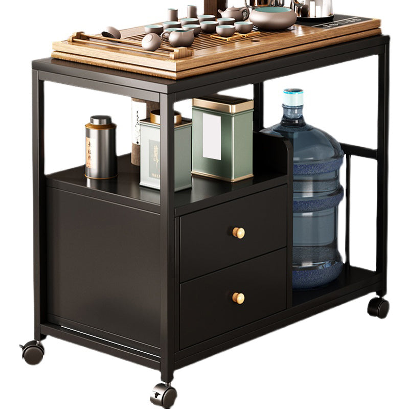 Rectangular Wood 4 Legs Side Table Two-Drawer End Table with Wheel Clearhalo 'Coffee & Accent Tables' 'End & Side Tables' 'end_side_table' 'end_side_tables' 'furn' 'furn_end_side_tables' 'Furniture' 'furniture_end_side_table' 'Living Room Furniture' 5011995