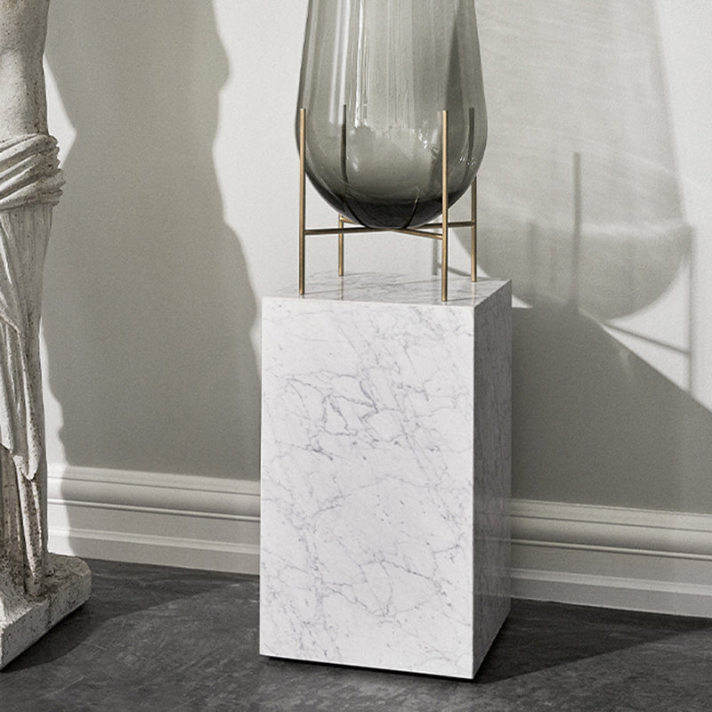 Contemporary Style Side Table Stone Block End Table for Living Room 20"L x 12"W x 20"H White Clearhalo 'Coffee & Accent Tables' 'End & Side Tables' 'end_side_table' 'end_side_tables' 'furn' 'furn_end_side_tables' 'Furniture' 'furniture_end_side_table' 'Living Room Furniture' 5012015