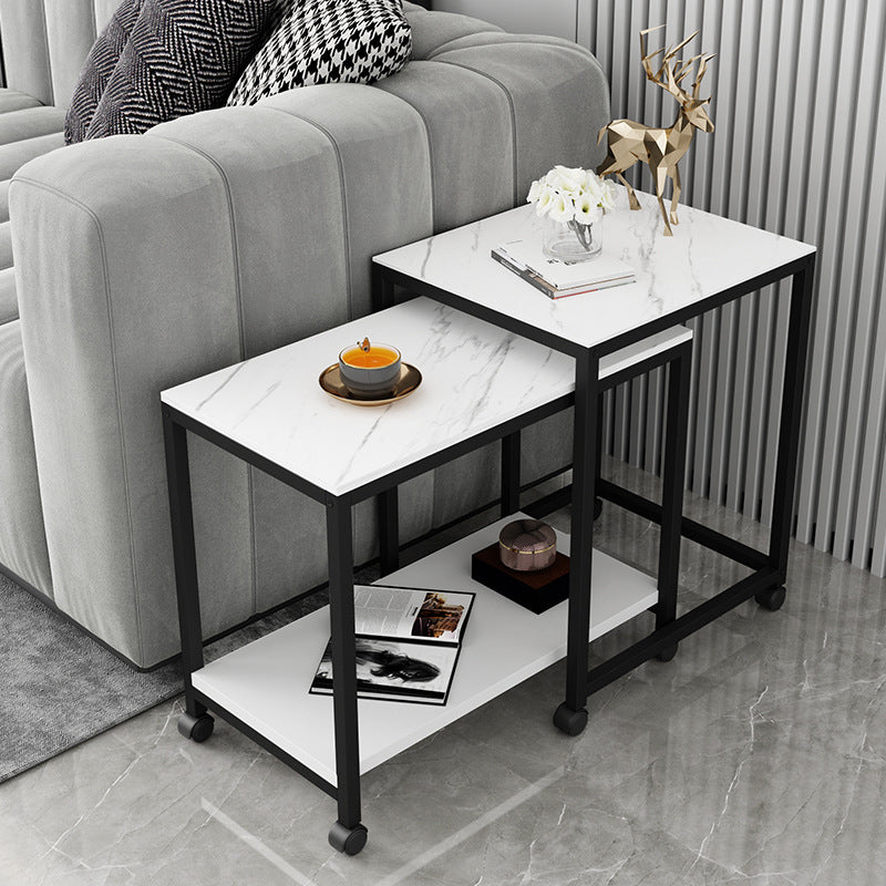 Modern Square 4 Legs End Table with Shelves and Storage for Living Room Clearhalo 'Coffee & Accent Tables' 'End & Side Tables' 'end_side_table' 'end_side_tables' 'furn' 'furn_end_side_tables' 'Furniture' 'furniture_end_side_table' 'Living Room Furniture' 5012031