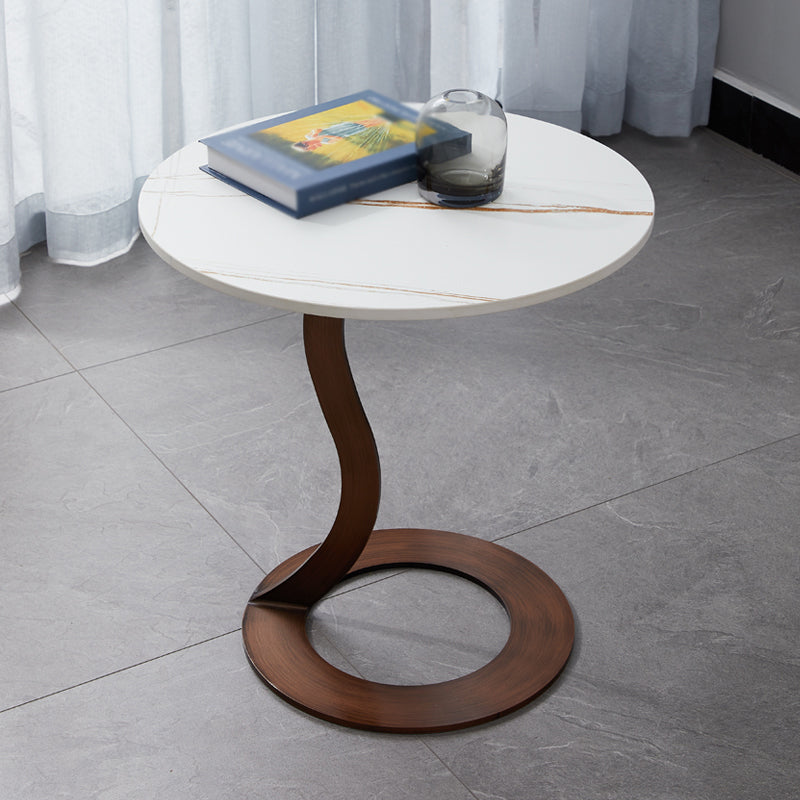 Metal Black Round Modern Block Side Table White Pedestal End Table White Gold Clearhalo 'Coffee & Accent Tables' 'End & Side Tables' 'end_side_table' 'end_side_tables' 'furn' 'furn_end_side_tables' 'Furniture' 'furniture_end_side_table' 'Living Room Furniture' 5012038
