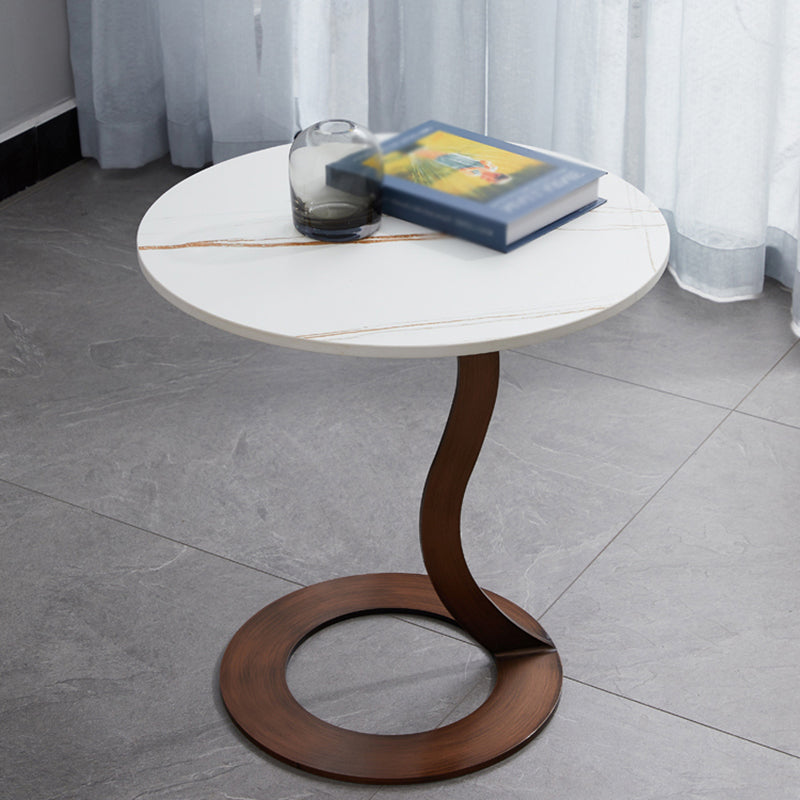 Metal Black Round Modern Block Side Table White Pedestal End Table 19.7"L x 19.7"W x 19.7"H White Gold Clearhalo 'Coffee & Accent Tables' 'End & Side Tables' 'end_side_table' 'end_side_tables' 'furn' 'furn_end_side_tables' 'Furniture' 'furniture_end_side_table' 'Living Room Furniture' 5012043