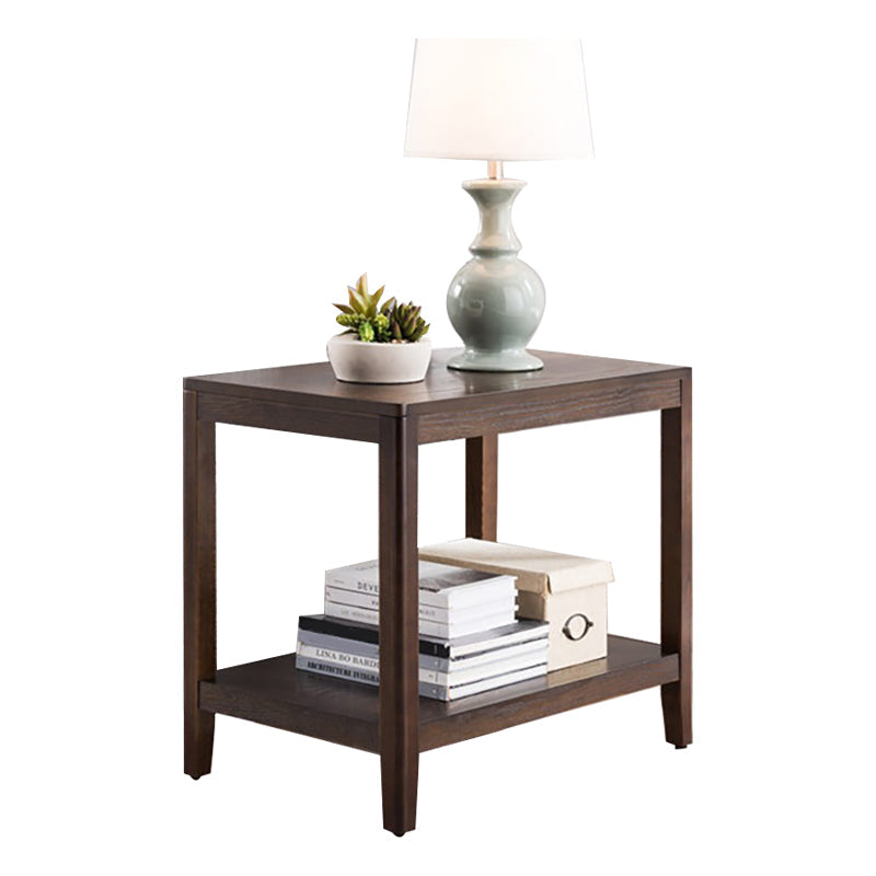 Modern Wood Side Table with no Wheels and Drawers for Living Room Dark Brown Four Leg Clearhalo 'Coffee & Accent Tables' 'End & Side Tables' 'end_side_table' 'end_side_tables' 'furn' 'furn_end_side_tables' 'Furniture' 'furniture_end_side_table' 'Living Room Furniture' 5012058