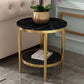 Contemporary Style Round Side End Table Metal Frame Side Table Gold Four Leg Black Clearhalo 'Coffee & Accent Tables' 'End & Side Tables' 'end_side_table' 'end_side_tables' 'furn' 'furn_end_side_tables' 'Furniture' 'furniture_end_side_table' 'Living Room Furniture' 5012072