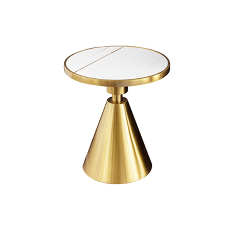Contemporary Style Round Side End Table Metal Frame Side Table Gold Drum White Gold Clearhalo 'Coffee & Accent Tables' 'End & Side Tables' 'end_side_table' 'end_side_tables' 'furn' 'furn_end_side_tables' 'Furniture' 'furniture_end_side_table' 'Living Room Furniture' 5012080