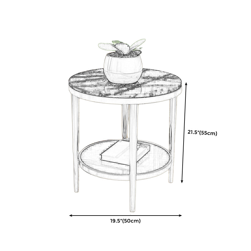 Contemporary Style Round Side End Table Metal Frame Side Table Clearhalo 'Coffee & Accent Tables' 'End & Side Tables' 'end_side_table' 'end_side_tables' 'furn' 'furn_end_side_tables' 'Furniture' 'furniture_end_side_table' 'Living Room Furniture' 5012083