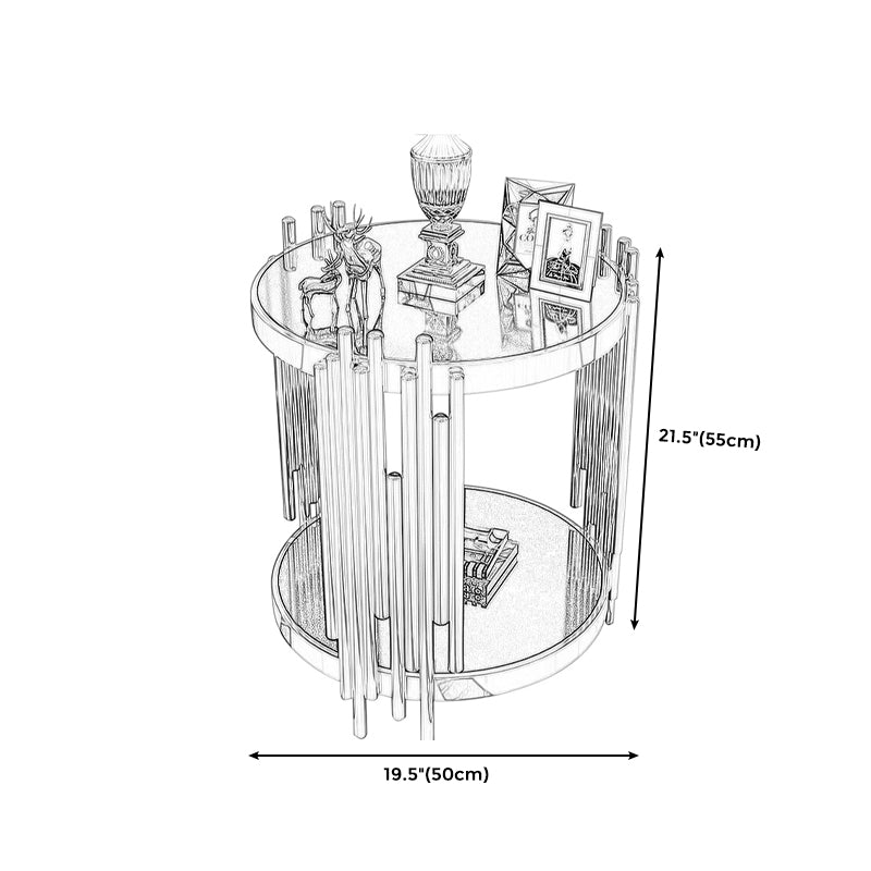 Contemporary Style Round Side End Table Metal Frame Side Table Clearhalo 'Coffee & Accent Tables' 'End & Side Tables' 'end_side_table' 'end_side_tables' 'furn' 'furn_end_side_tables' 'Furniture' 'furniture_end_side_table' 'Living Room Furniture' 5012086