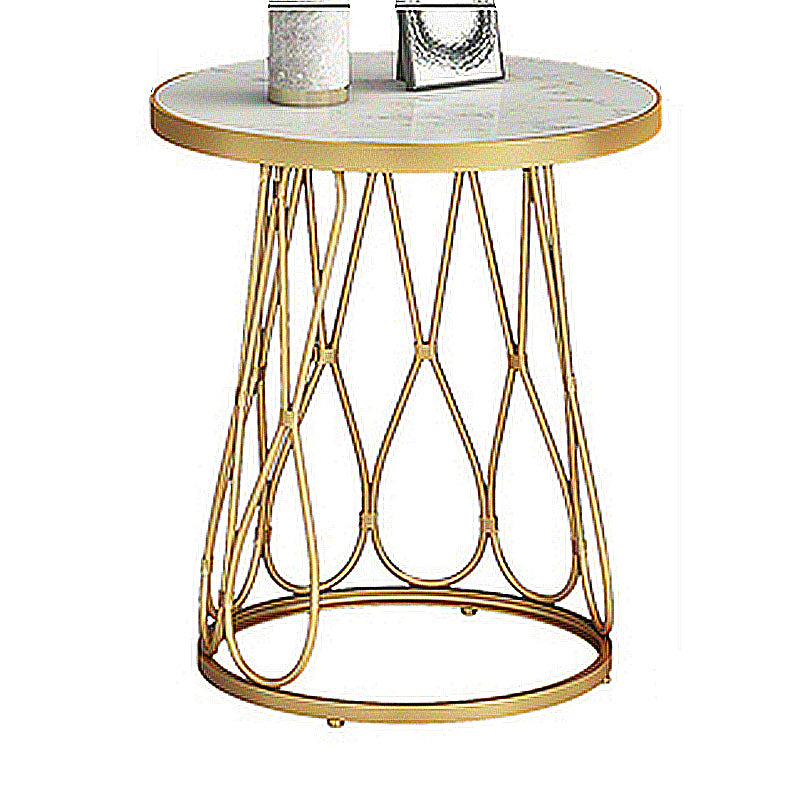 Round Faux Marble Side Table 47"L X 47"W X 62"H Iron Block Side End Snack Table Gold White Shelves Not Included Clearhalo 'Coffee & Accent Tables' 'End & Side Tables' 'end_side_table' 'end_side_tables' 'furn' 'furn_end_side_tables' 'Furniture' 'furniture_end_side_table' 'Living Room Furniture' 5012088