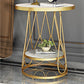 Round Faux Marble Side Table 47"L X 47"W X 62"H Iron Block Side End Snack Table Gold White Gold Shelves Included Clearhalo 'Coffee & Accent Tables' 'End & Side Tables' 'end_side_table' 'end_side_tables' 'furn' 'furn_end_side_tables' 'Furniture' 'furniture_end_side_table' 'Living Room Furniture' 5012089