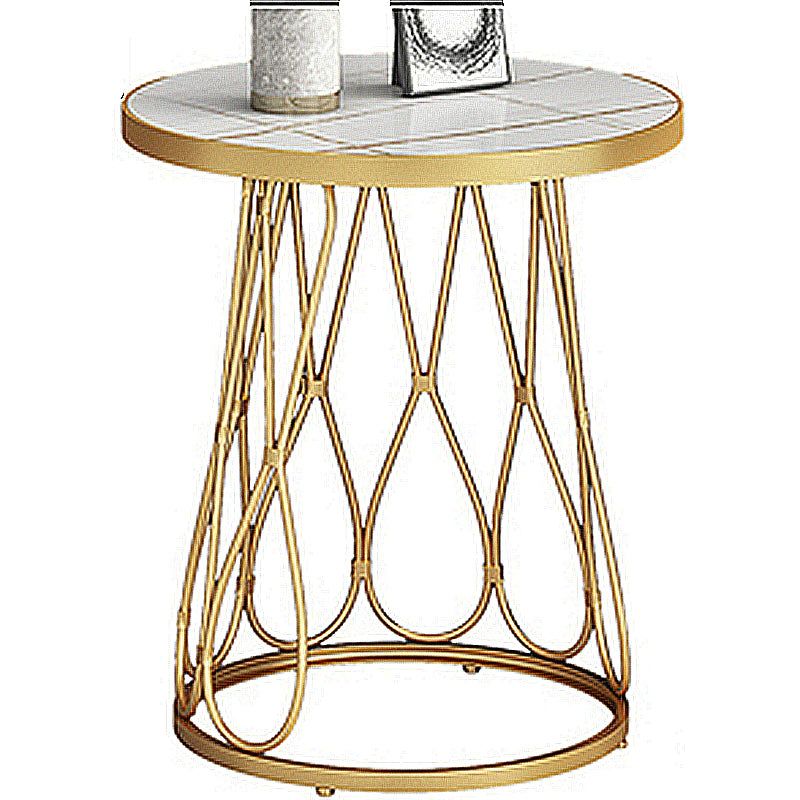 Round Faux Marble Side Table 47"L X 47"W X 62"H Iron Block Side End Snack Table Gold White Gold Shelves Not Included Clearhalo 'Coffee & Accent Tables' 'End & Side Tables' 'end_side_table' 'end_side_tables' 'furn' 'furn_end_side_tables' 'Furniture' 'furniture_end_side_table' 'Living Room Furniture' 5012094