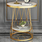 Round Faux Marble Side Table 47"L X 47"W X 62"H Iron Block Side End Snack Table Gold White Shelves Included Clearhalo 'Coffee & Accent Tables' 'End & Side Tables' 'end_side_table' 'end_side_tables' 'furn' 'furn_end_side_tables' 'Furniture' 'furniture_end_side_table' 'Living Room Furniture' 5012099