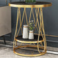 Round Faux Marble Side Table 47"L X 47"W X 62"H Iron Block Side End Snack Table Gold Black Gold Shelves Included Clearhalo 'Coffee & Accent Tables' 'End & Side Tables' 'end_side_table' 'end_side_tables' 'furn' 'furn_end_side_tables' 'Furniture' 'furniture_end_side_table' 'Living Room Furniture' 5012100