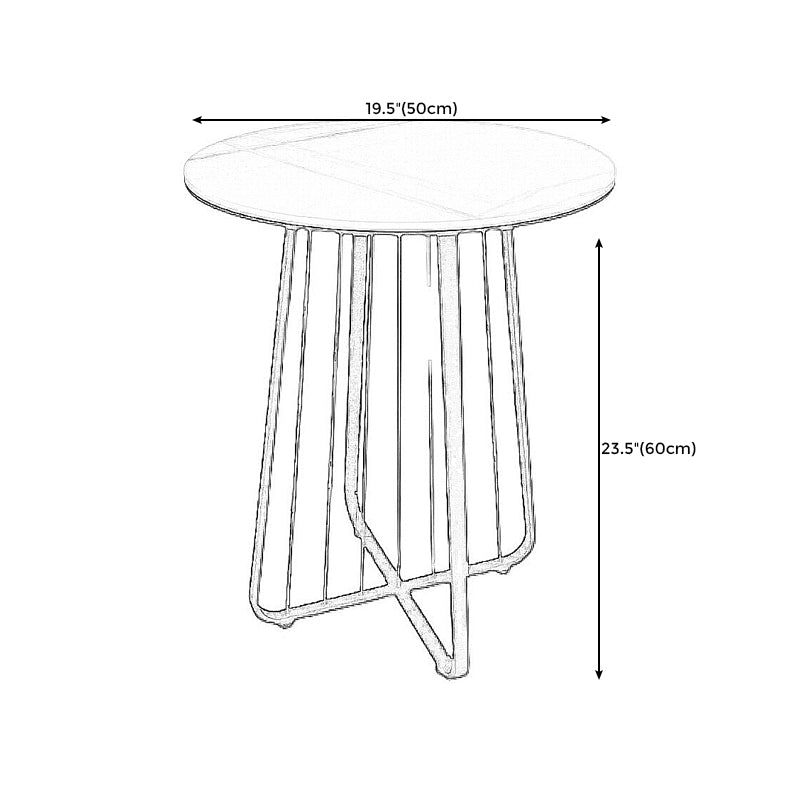 24" Tall Contemporary Round Sintered Stone Side End Table with Metal Frame Clearhalo 'Coffee & Accent Tables' 'End & Side Tables' 'end_side_table' 'end_side_tables' 'furn' 'furn_end_side_tables' 'Furniture' 'furniture_end_side_table' 'Living Room Furniture' 5012121