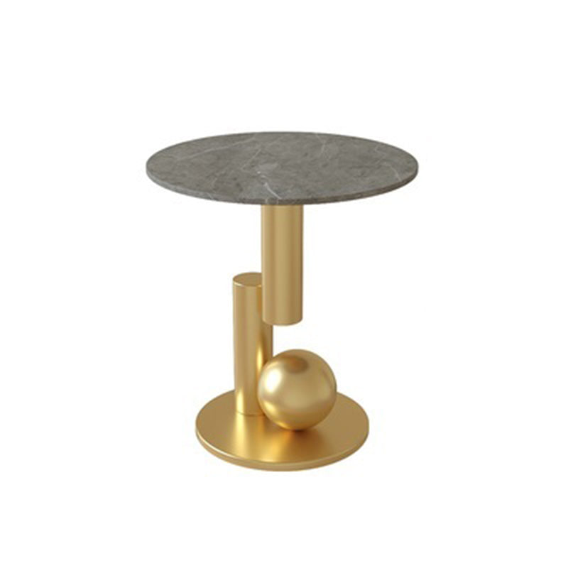 Contemporary Style Round Side Table Novelty End Table with Metal Base Gold Gray Clearhalo 'Coffee & Accent Tables' 'End & Side Tables' 'end_side_table' 'end_side_tables' 'furn' 'furn_end_side_tables' 'Furniture' 'furniture_end_side_table' 'Living Room Furniture' 5012132
