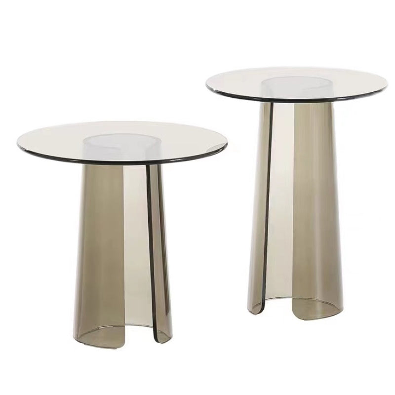 Contemporary Round Side End Table, Clear Pedestal End Table for Living Room Clearhalo 'Coffee & Accent Tables' 'End & Side Tables' 'end_side_table' 'end_side_tables' 'furn' 'furn_end_side_tables' 'Furniture' 'furniture_end_side_table' 'Living Room Furniture' 5012141