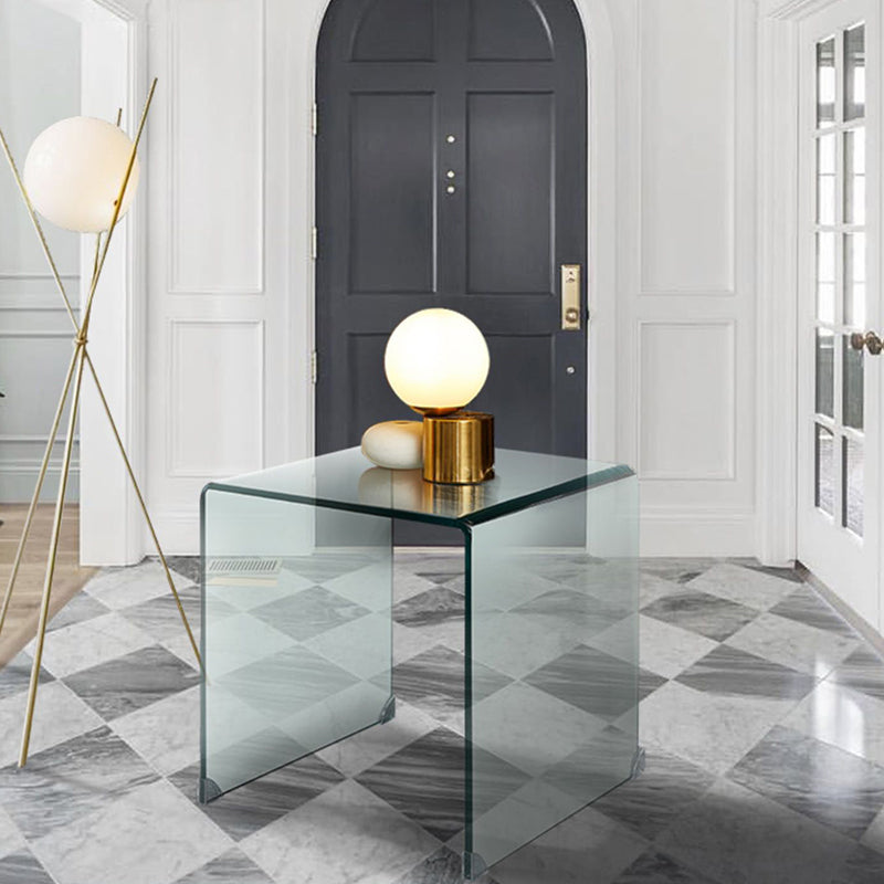 Contemporary Transparent Side Table Novelty Small Glass End Table for Home 20"L x 16"W x 16"H Clear Clearhalo 'Coffee & Accent Tables' 'End & Side Tables' 'end_side_table' 'end_side_tables' 'furn' 'furn_end_side_tables' 'Furniture' 'furniture_end_side_table' 'Living Room Furniture' 5012161