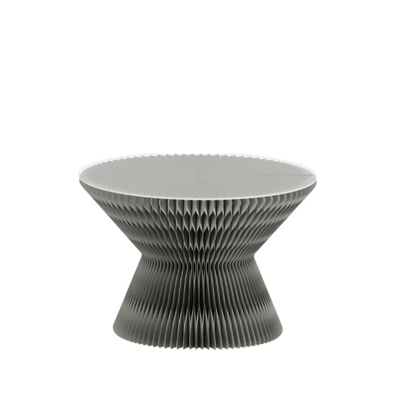 Contemporary Round Side Table, Antique Finish Top and Drum Base Side Table 22"L x 22"W x 15"H Grey Plastic Acrylic Clearhalo 'Coffee & Accent Tables' 'End & Side Tables' 'end_side_table' 'end_side_tables' 'furn' 'furn_end_side_tables' 'Furniture' 'furniture_end_side_table' 'Living Room Furniture' 5012200