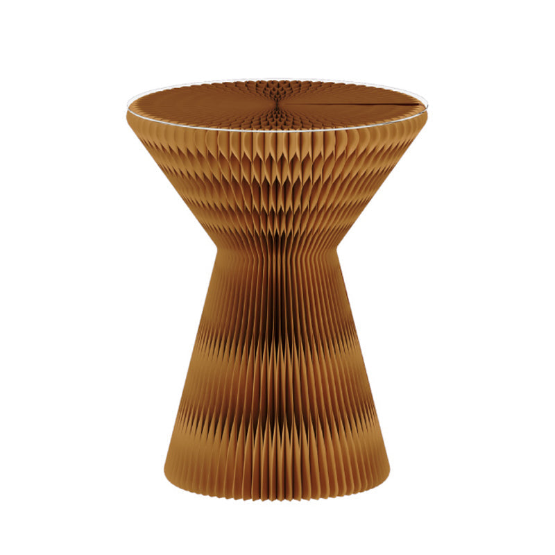 Contemporary Round Side Table, Antique Finish Top and Drum Base Side Table 21.7"L x 21.7"W x 27.6"H Brown Glass Clearhalo 'Coffee & Accent Tables' 'End & Side Tables' 'end_side_table' 'end_side_tables' 'furn' 'furn_end_side_tables' 'Furniture' 'furniture_end_side_table' 'Living Room Furniture' 5012209