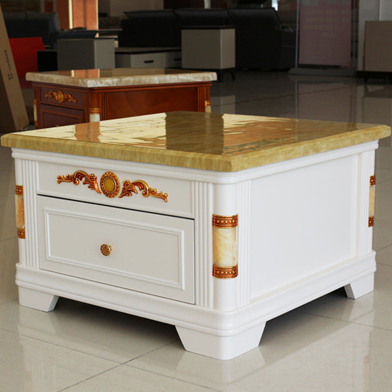 Square End Table with Drawer Traditional Sofa Side End Table for Living Room Beige Clearhalo 'Coffee & Accent Tables' 'End & Side Tables' 'end_side_table' 'end_side_tables' 'furn' 'furn_end_side_tables' 'Furniture' 'furniture_end_side_table' 'Living Room Furniture' 5012219