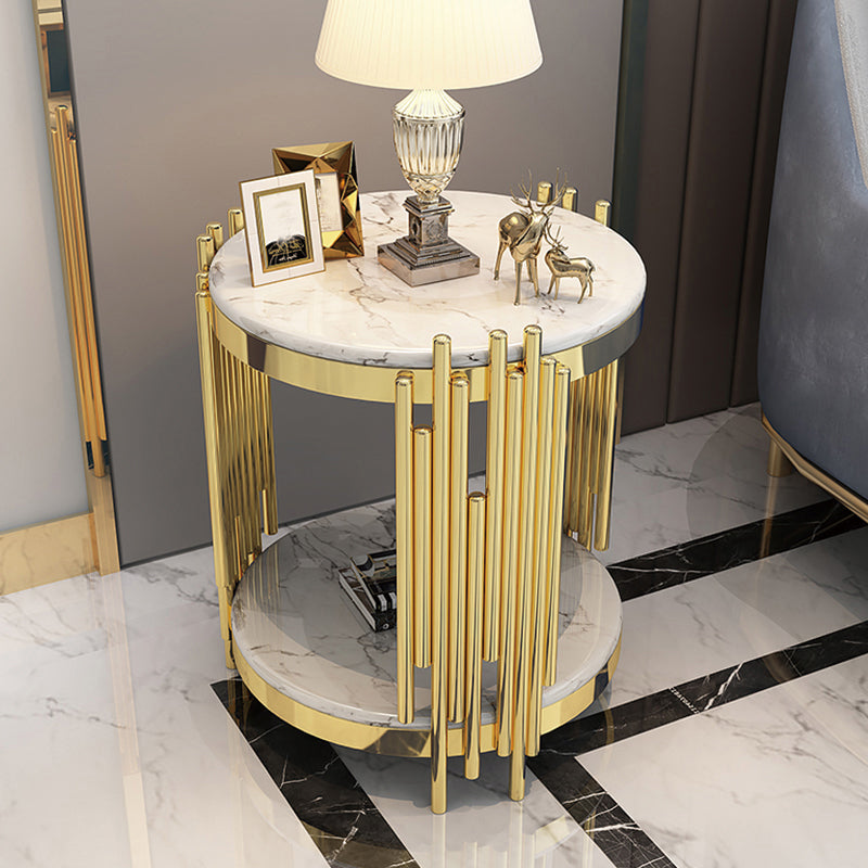 Round Stone Top Side End Table Frame Sofa Side End Table for Living Room Clearhalo 'Coffee & Accent Tables' 'End & Side Tables' 'end_side_table' 'end_side_tables' 'furn' 'furn_end_side_tables' 'Furniture' 'furniture_end_side_table' 'Living Room Furniture' 5012230