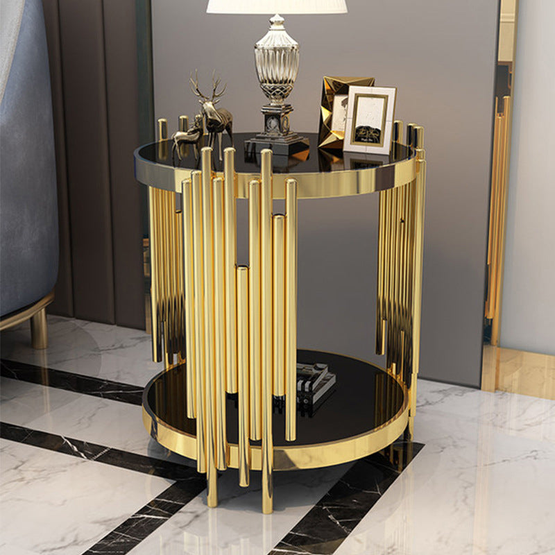 Round Stone Top Side End Table Frame Sofa Side End Table for Living Room Clearhalo 'Coffee & Accent Tables' 'End & Side Tables' 'end_side_table' 'end_side_tables' 'furn' 'furn_end_side_tables' 'Furniture' 'furniture_end_side_table' 'Living Room Furniture' 5012232