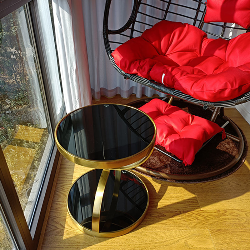 Round Stone Top Side End Table Frame Sofa Side End Table for Living Room Three Leg Black Gold Clearhalo 'Coffee & Accent Tables' 'End & Side Tables' 'end_side_table' 'end_side_tables' 'furn' 'furn_end_side_tables' 'Furniture' 'furniture_end_side_table' 'Living Room Furniture' 5012244