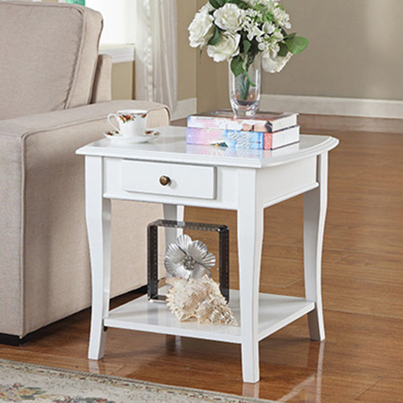 Traditional Ashwood Side End Table Lacquered Sofa End Table for Living Room 24"L x 20.5"W x 22.5"H White Rectangular Clearhalo 'Coffee & Accent Tables' 'End & Side Tables' 'end_side_table' 'end_side_tables' 'furn' 'furn_end_side_tables' 'Furniture' 'furniture_end_side_table' 'Living Room Furniture' 5012259