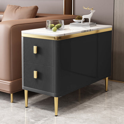 Gorgeous Wood Four-Leg Side Table with Two Drawers for Living Room 31.5"L x 12"W x 24"H Black Clearhalo 'Coffee & Accent Tables' 'End & Side Tables' 'end_side_table' 'end_side_tables' 'furn' 'furn_end_side_tables' 'Furniture' 'furniture_end_side_table' 'Living Room Furniture' 5012322