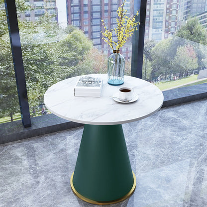 24" L X 24" W Modern Round Side Table with Metal Pedestal Leg 23.6"L x 23.6"W x 21.7"H Green White Clearhalo 'Coffee & Accent Tables' 'End & Side Tables' 'end_side_table' 'end_side_tables' 'furn' 'furn_end_side_tables' 'Furniture' 'furniture_end_side_table' 'Living Room Furniture' 5012342