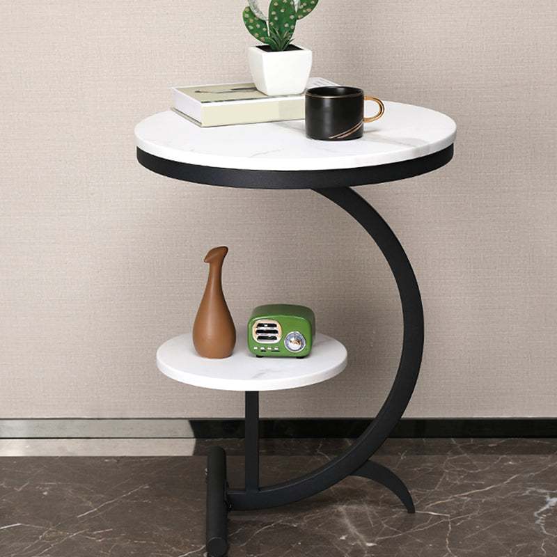 Mid-Century Round End Table,Abstract Solid Wood Gloss End Table C Side Table Clearhalo 'Coffee & Accent Tables' 'End & Side Tables' 'end_side_table' 'end_side_tables' 'furn' 'furn_end_side_tables' 'Furniture' 'furniture_end_side_table' 'Living Room Furniture' 5012377