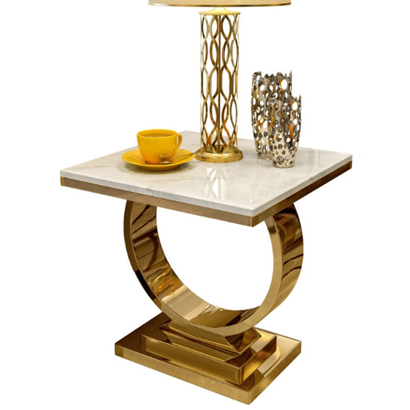 Mid-Century Modern Sofa End Table Abstract Stone Top End Table for Living Room Clearhalo 'Coffee & Accent Tables' 'End & Side Tables' 'end_side_table' 'end_side_tables' 'furn' 'furn_end_side_tables' 'Furniture' 'furniture_end_side_table' 'Living Room Furniture' 5012395