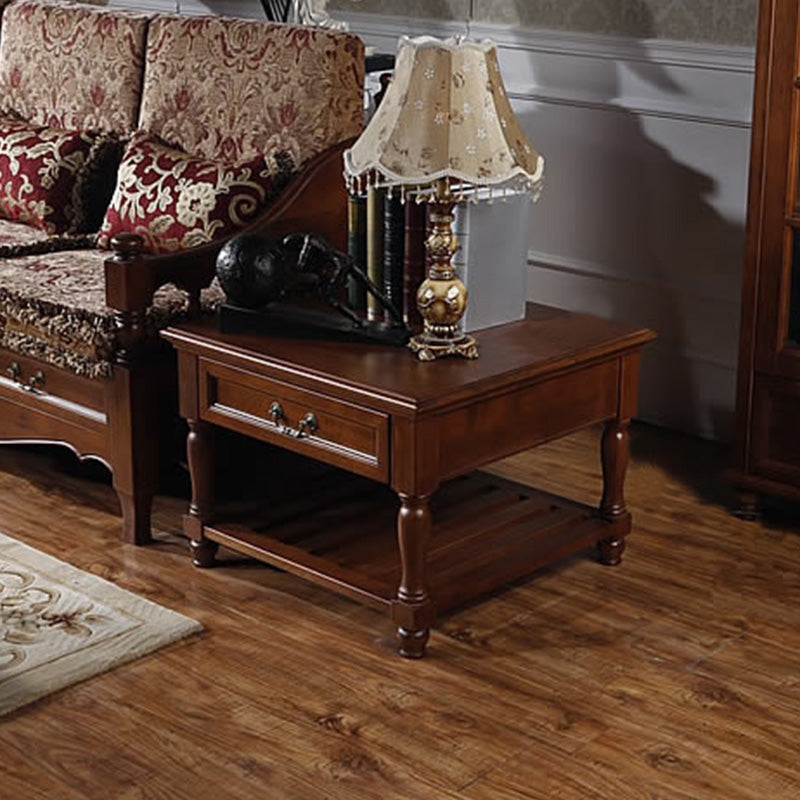 Traditional 4 Legs End Table Square Wood Top Side End Table for Living Room 28"L x 28"W x 23"H Brown Clearhalo 'Coffee & Accent Tables' 'End & Side Tables' 'end_side_table' 'end_side_tables' 'furn' 'furn_end_side_tables' 'Furniture' 'furniture_end_side_table' 'Living Room Furniture' 5012420