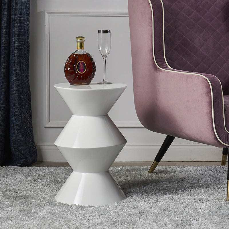 Mid-Century Modern Round Top Sofa Side Table Abstract End Table for Living Room White Clearhalo 'Coffee & Accent Tables' 'End & Side Tables' 'end_side_table' 'end_side_tables' 'furn' 'furn_end_side_tables' 'Furniture' 'furniture_end_side_table' 'Living Room Furniture' 5012470