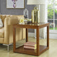 Rubberwood Double Tier End Table, Brown End Table with Storage Brown Frame Clearhalo 'Coffee & Accent Tables' 'End & Side Tables' 'end_side_table' 'end_side_tables' 'furn' 'furn_end_side_tables' 'Furniture' 'furniture_end_side_table' 'Living Room Furniture' 5012527