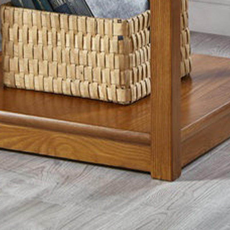 Rubberwood Double Tier End Table, Brown End Table with Storage Clearhalo 'Coffee & Accent Tables' 'End & Side Tables' 'end_side_table' 'end_side_tables' 'furn' 'furn_end_side_tables' 'Furniture' 'furniture_end_side_table' 'Living Room Furniture' 5012532