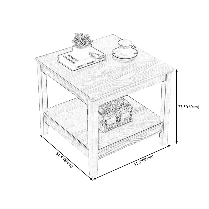 Rubberwood Double Tier End Table, Brown End Table with Storage Clearhalo 'Coffee & Accent Tables' 'End & Side Tables' 'end_side_table' 'end_side_tables' 'furn' 'furn_end_side_tables' 'Furniture' 'furniture_end_side_table' 'Living Room Furniture' 5012540