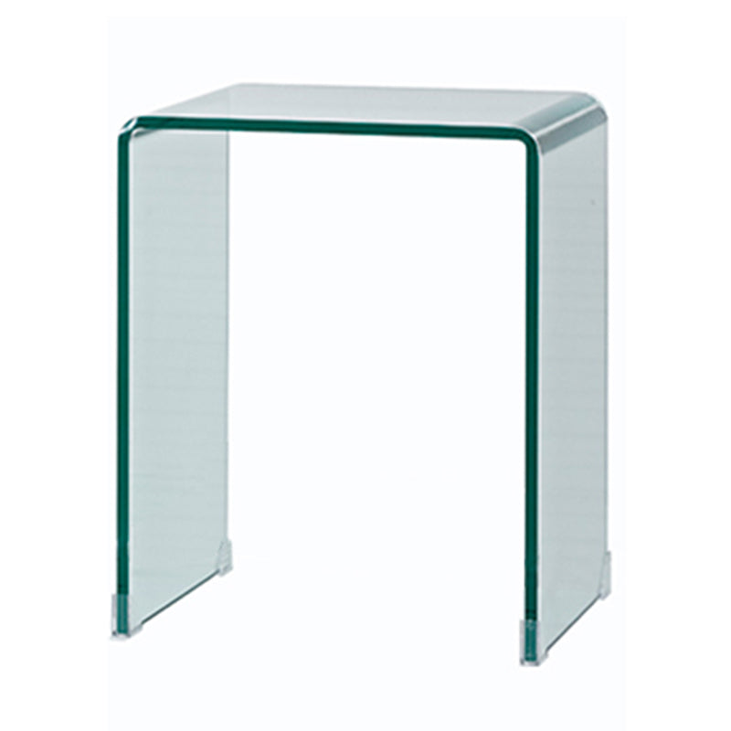 Modern Clear/Smoky Glass Sofa Side Table Rectangular Sled End Table White Clearhalo 'Coffee & Accent Tables' 'End & Side Tables' 'end_side_table' 'end_side_tables' 'furn' 'furn_end_side_tables' 'Furniture' 'furniture_end_side_table' 'Living Room Furniture' 5012549