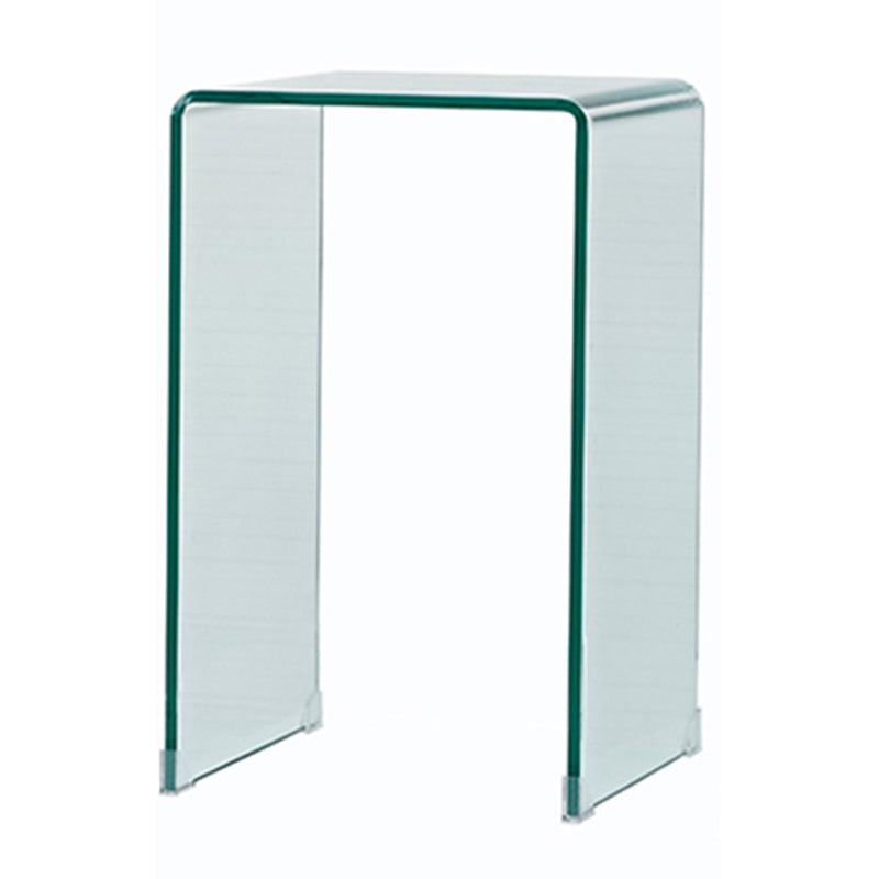 Modern Clear/Smoky Glass Sofa Side Table Rectangular Sled End Table White Clearhalo 'Coffee & Accent Tables' 'End & Side Tables' 'end_side_table' 'end_side_tables' 'furn' 'furn_end_side_tables' 'Furniture' 'furniture_end_side_table' 'Living Room Furniture' 5012553