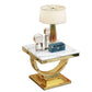 24" L X 24" W X 22" H Clam Square Side Table Metal Pedestal Side Table Gold Beige Clearhalo 'Coffee & Accent Tables' 'End & Side Tables' 'end_side_table' 'end_side_tables' 'furn' 'furn_end_side_tables' 'Furniture' 'furniture_end_side_table' 'Living Room Furniture' 5012583
