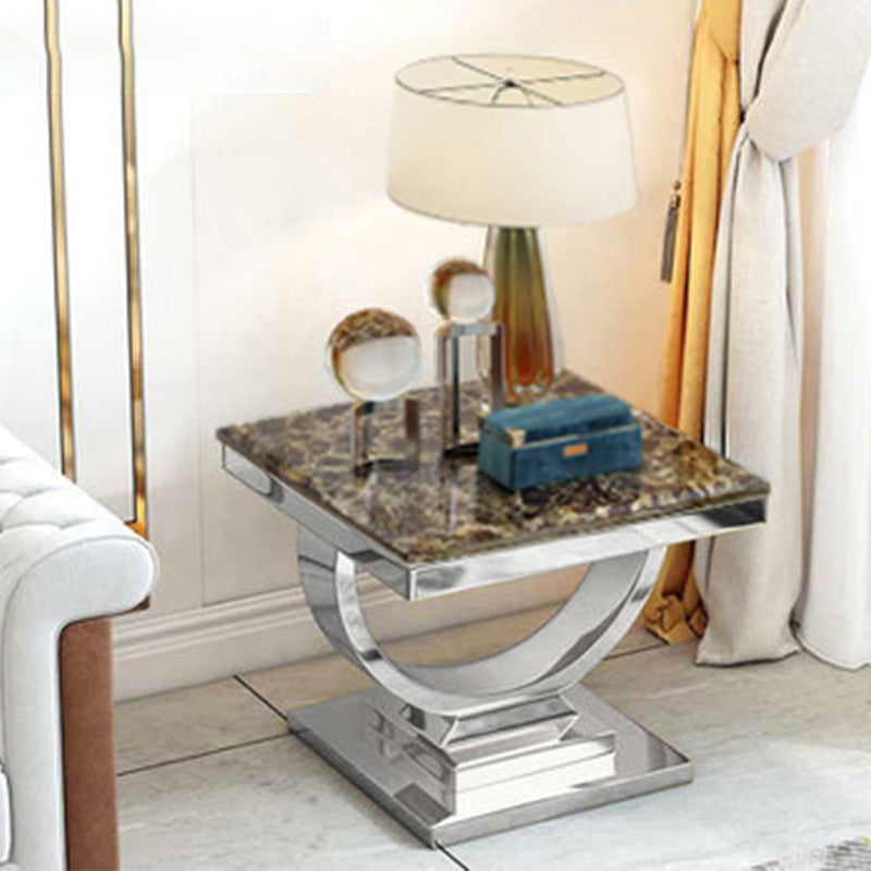 24" L X 24" W X 22" H Clam Square Side Table Metal Pedestal Side Table Gray Clearhalo 'Coffee & Accent Tables' 'End & Side Tables' 'end_side_table' 'end_side_tables' 'furn' 'furn_end_side_tables' 'Furniture' 'furniture_end_side_table' 'Living Room Furniture' 5012588