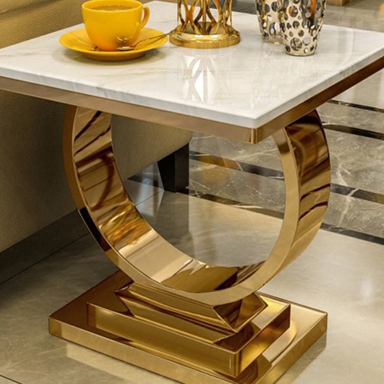 24" L X 24" W X 22" H Clam Square Side Table Metal Pedestal Side Table Clearhalo 'Coffee & Accent Tables' 'End & Side Tables' 'end_side_table' 'end_side_tables' 'furn' 'furn_end_side_tables' 'Furniture' 'furniture_end_side_table' 'Living Room Furniture' 5012590