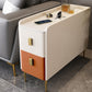 Modern Style White Rectangular Side Table with Storage and Shelf Orange Gold White Clearhalo 'Coffee & Accent Tables' 'End & Side Tables' 'end_side_table' 'end_side_tables' 'furn' 'furn_end_side_tables' 'Furniture' 'furniture_end_side_table' 'Living Room Furniture' 5012592