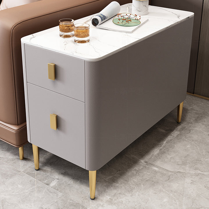 Modern Style White Rectangular Side Table with Storage and Shelf Clearhalo 'Coffee & Accent Tables' 'End & Side Tables' 'end_side_table' 'end_side_tables' 'furn' 'furn_end_side_tables' 'Furniture' 'furniture_end_side_table' 'Living Room Furniture' 5012596