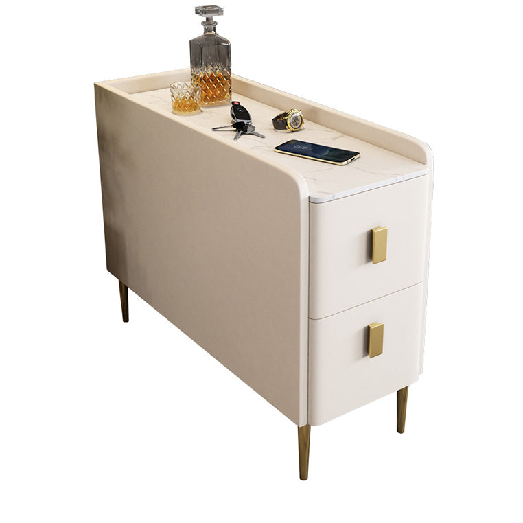 Modern Style White Rectangular Side Table with Storage and Shelf Clearhalo 'Coffee & Accent Tables' 'End & Side Tables' 'end_side_table' 'end_side_tables' 'furn' 'furn_end_side_tables' 'Furniture' 'furniture_end_side_table' 'Living Room Furniture' 5012605