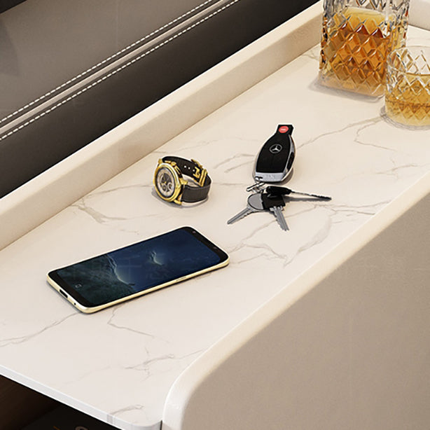 Modern Style White Rectangular Side Table with Storage and Shelf Clearhalo 'Coffee & Accent Tables' 'End & Side Tables' 'end_side_table' 'end_side_tables' 'furn' 'furn_end_side_tables' 'Furniture' 'furniture_end_side_table' 'Living Room Furniture' 5012609