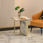 Contemporary Gold Metal Sofa Side Accent Table with Sintered Stone Top Clearhalo 'Coffee & Accent Tables' 'End & Side Tables' 'end_side_table' 'end_side_tables' 'furn' 'furn_end_side_tables' 'Furniture' 'furniture_end_side_table' 'Living Room Furniture' 5012621