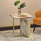 Contemporary Gold Metal Sofa Side Accent Table with Sintered Stone Top Clearhalo 'Coffee & Accent Tables' 'End & Side Tables' 'end_side_table' 'end_side_tables' 'furn' 'furn_end_side_tables' 'Furniture' 'furniture_end_side_table' 'Living Room Furniture' 5012628